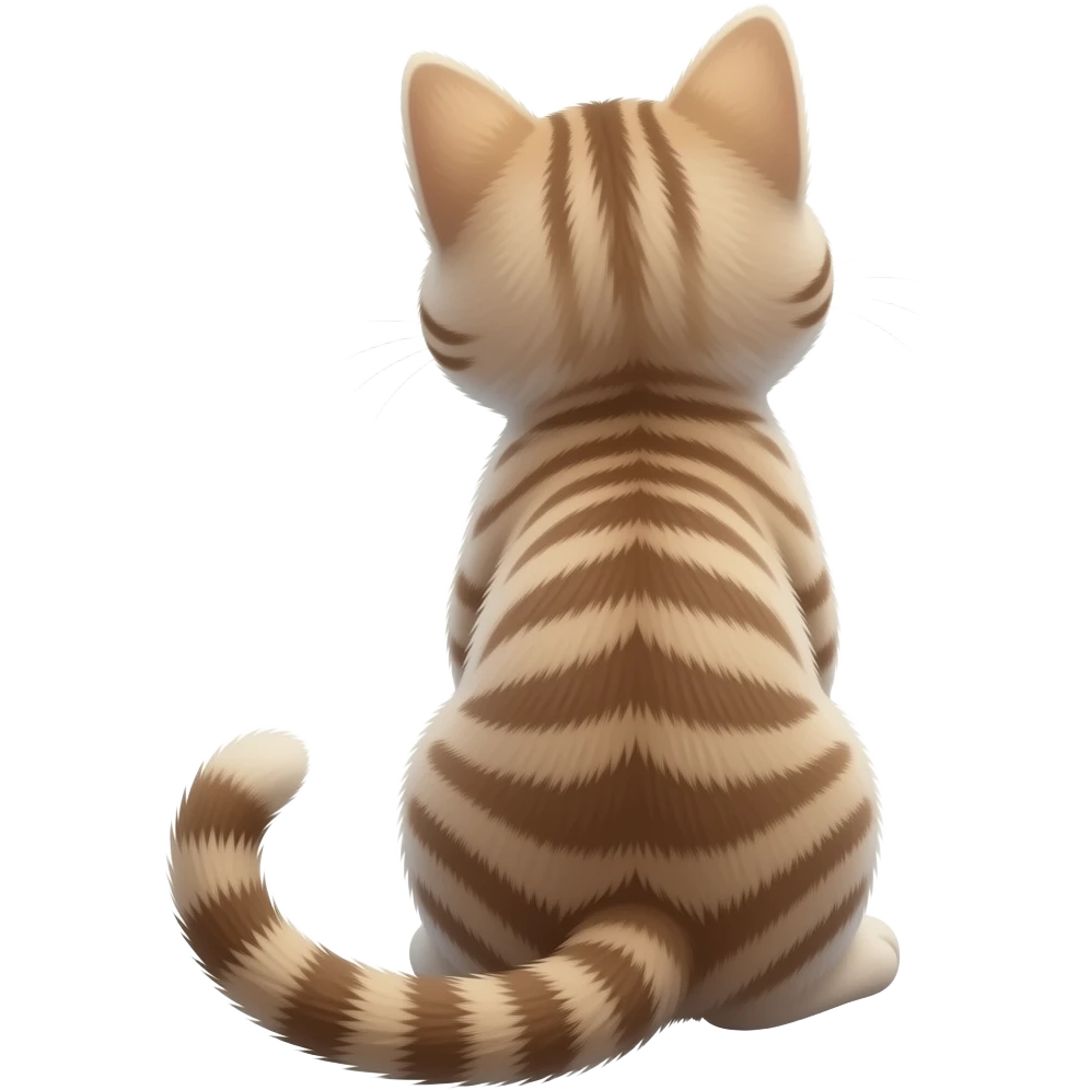 一直侧背对我们，双手背在后面，站着的小猫 emoji