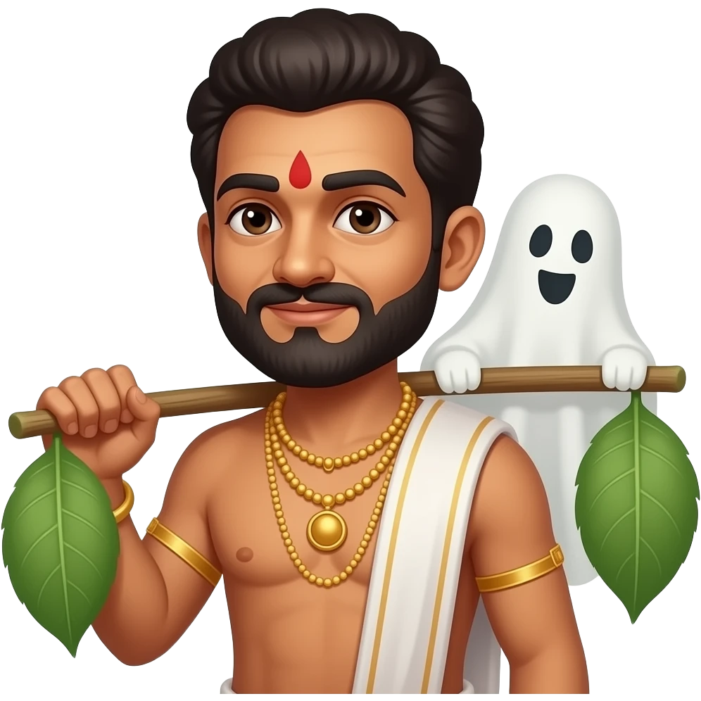 Vikram carrying 2 betaal the ghost on his shoulders emoji