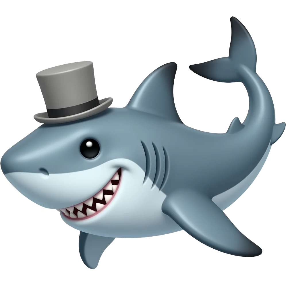 Shark with a top hat emoji