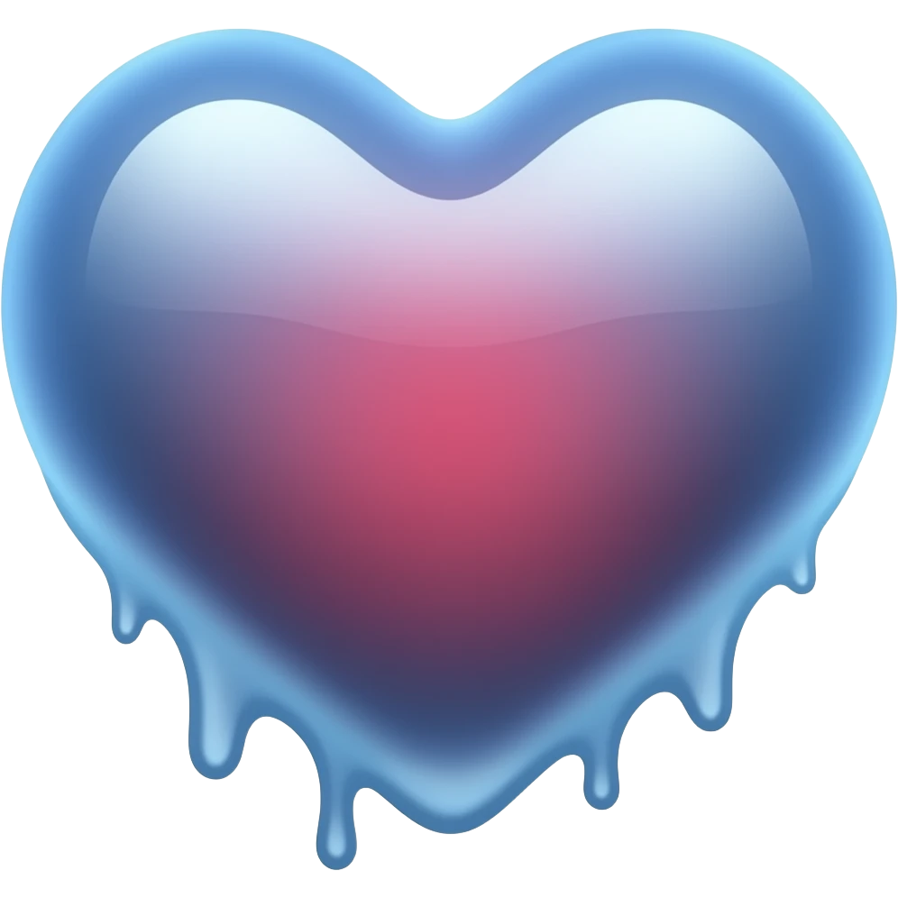 dripping bleeding blue heart glowing blue red warmth emoji