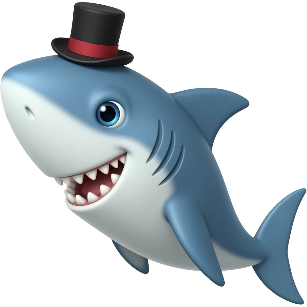 Shark with a top hat emoji