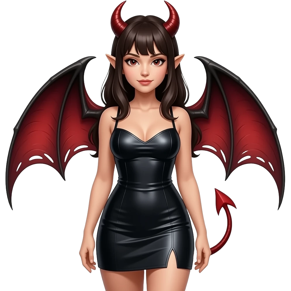female devil sexy with wings, tail and tight short dress emoji