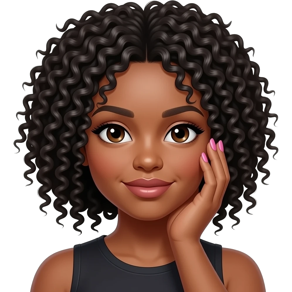 Black girl with wig and pink nails emoji