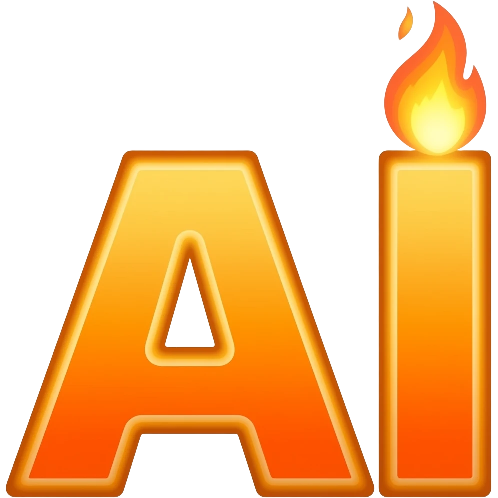 A flame on top of "AI" emoji