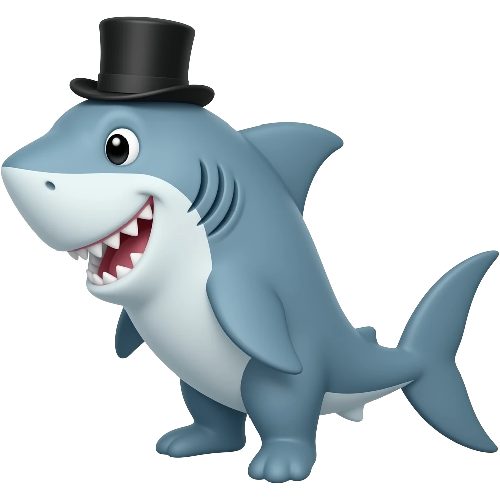 Shark with a top hat emoji