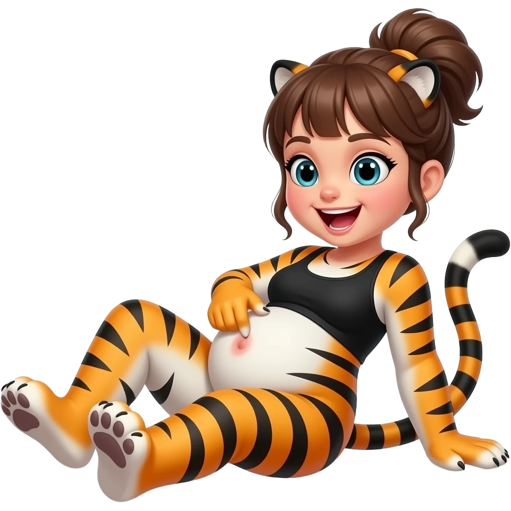 Make this Tiger girl get stuffed,her belly will be so big it would look like she has pregnancy bloating,dare to tickle that Tiger girl’s bellybutton,her gut rumbling echoes loud so you can listen to that full tummy,Tiger girl rolls around. emoji
