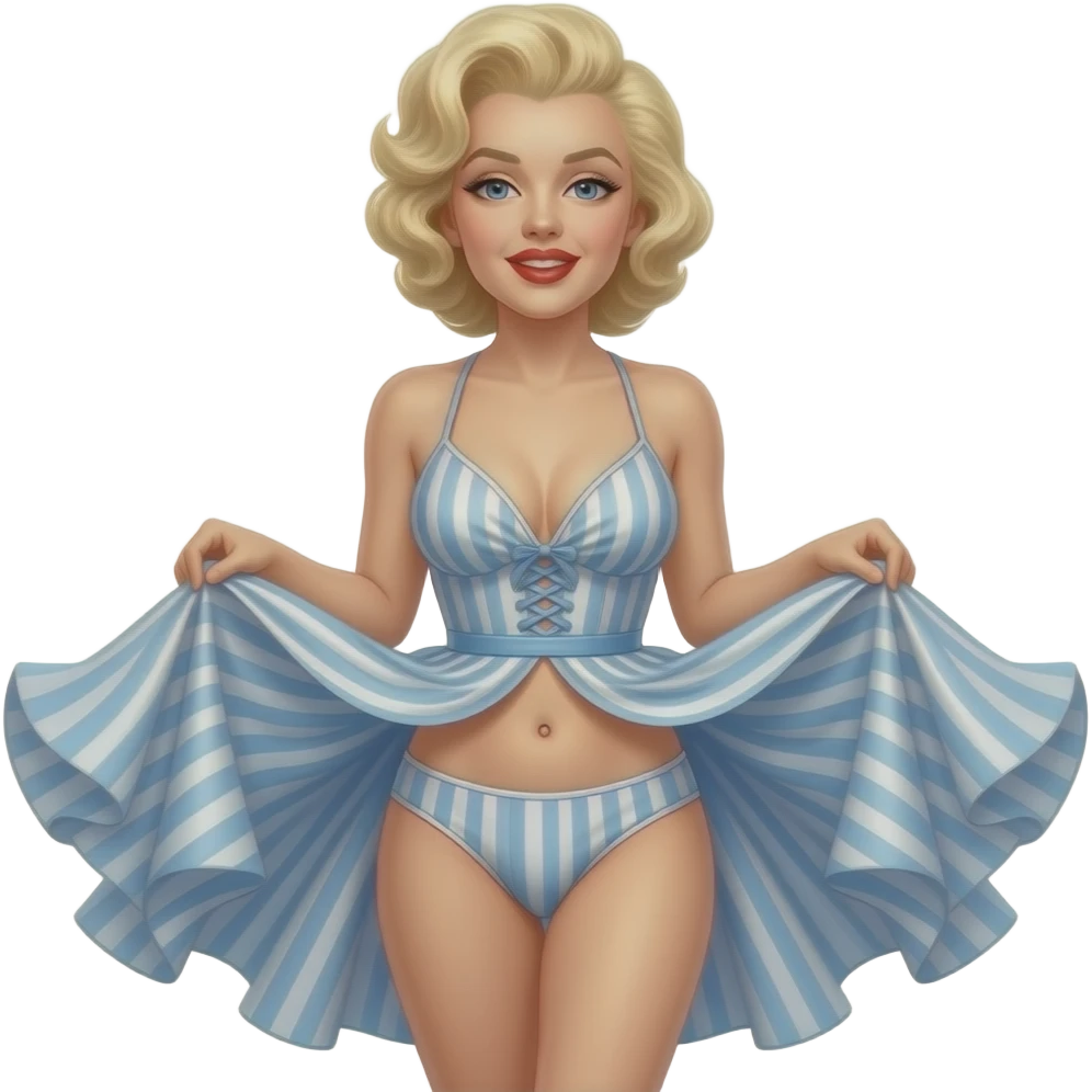 Marilyn Monroe With Windy Dress Panties And Belly Button By Wind Lifting Dress. emoji