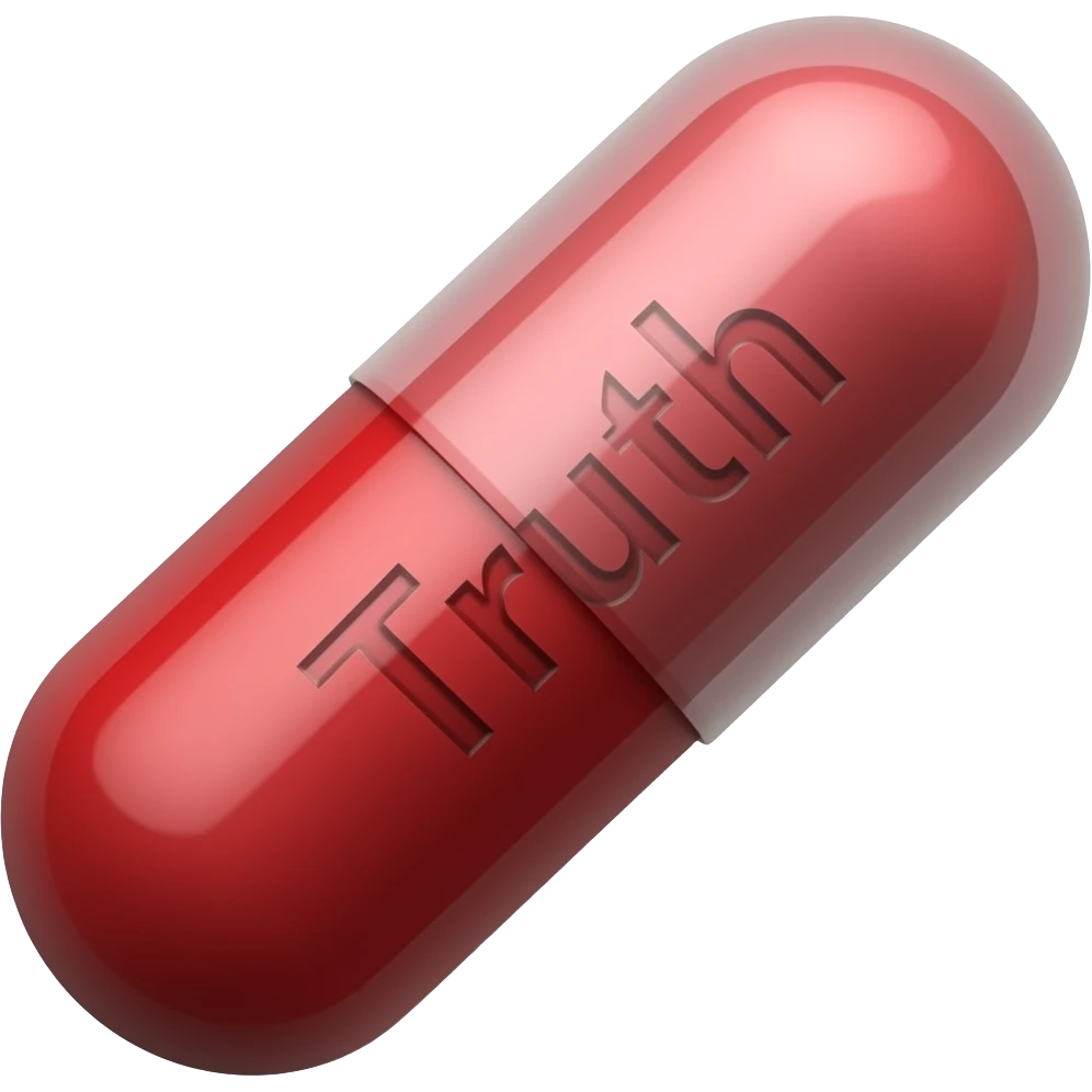 A red pill with "Truth" engraved in it. emoji
