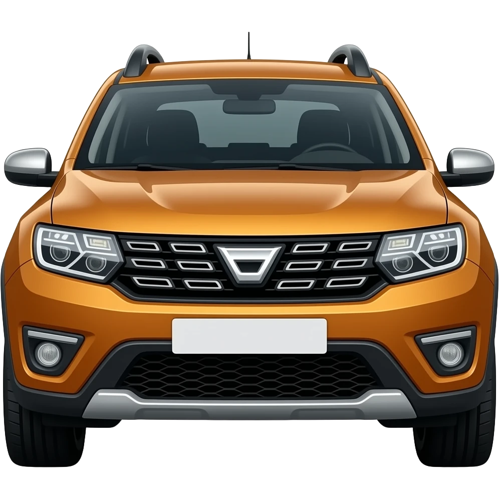 new logo DC dacia jogger SUV dark metallic orange front, higly detailled, hyper realistic emoji