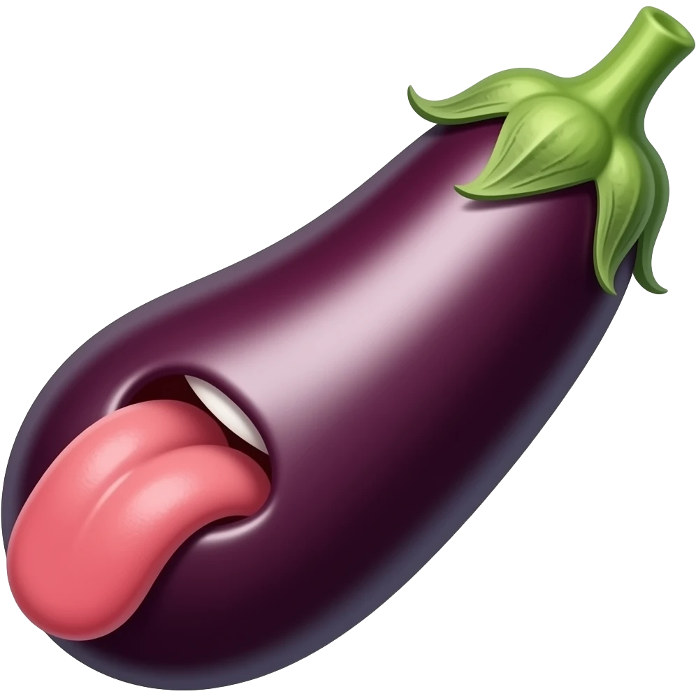 舌头舔茄子 emoji