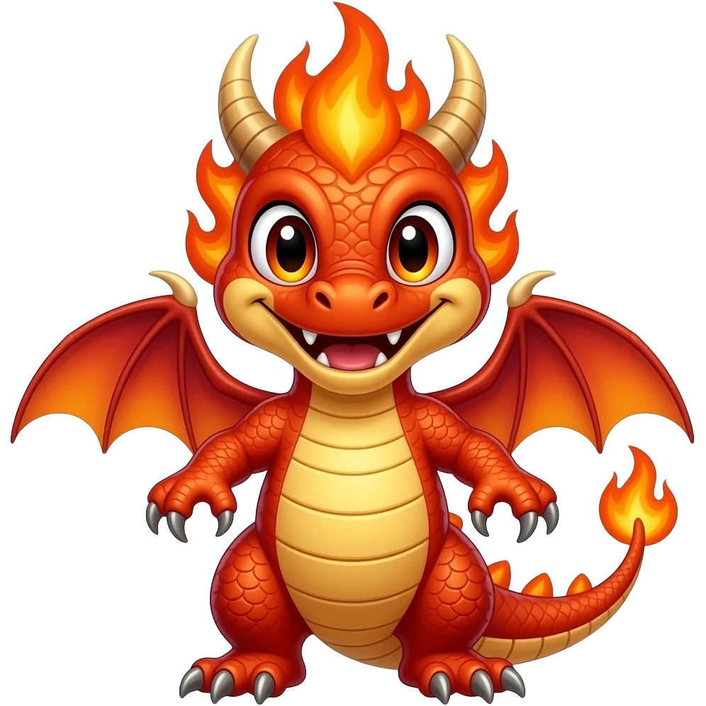 fire dragon cute and funny and scaryer emoji