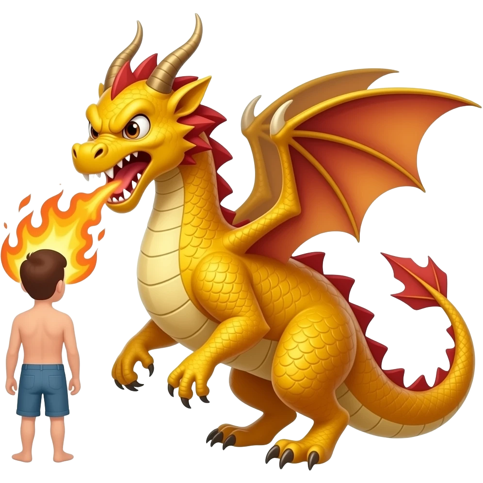 Злой желтый дракон дышит огнем на жопу emoji
