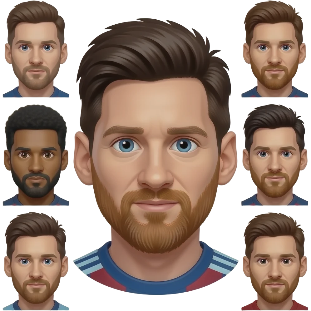 Messi face different different emoji