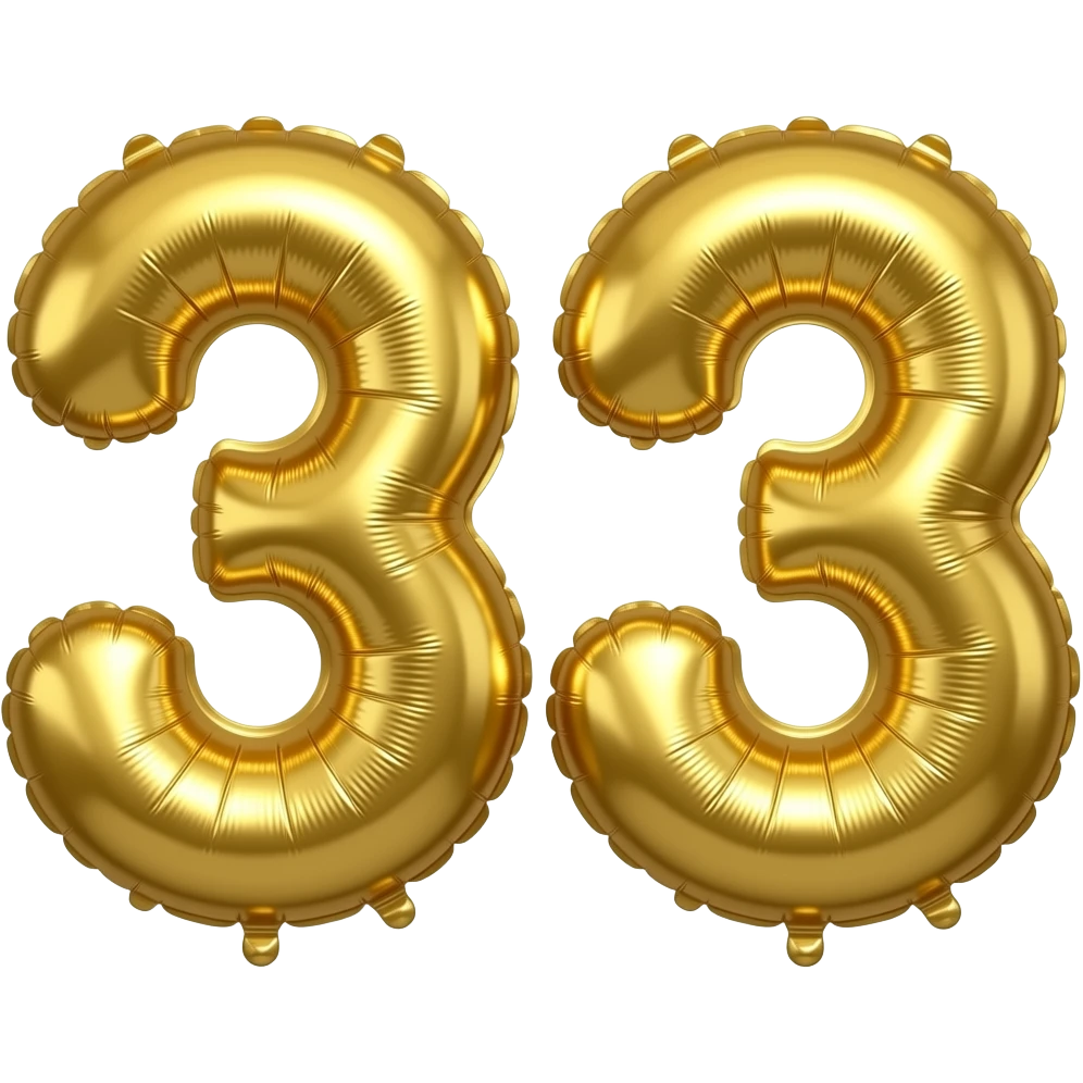 33 birthday ballon numbers gold emoji