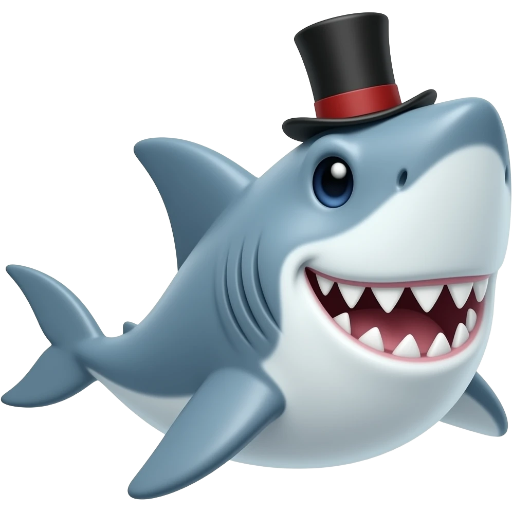 Shark with a top hat emoji