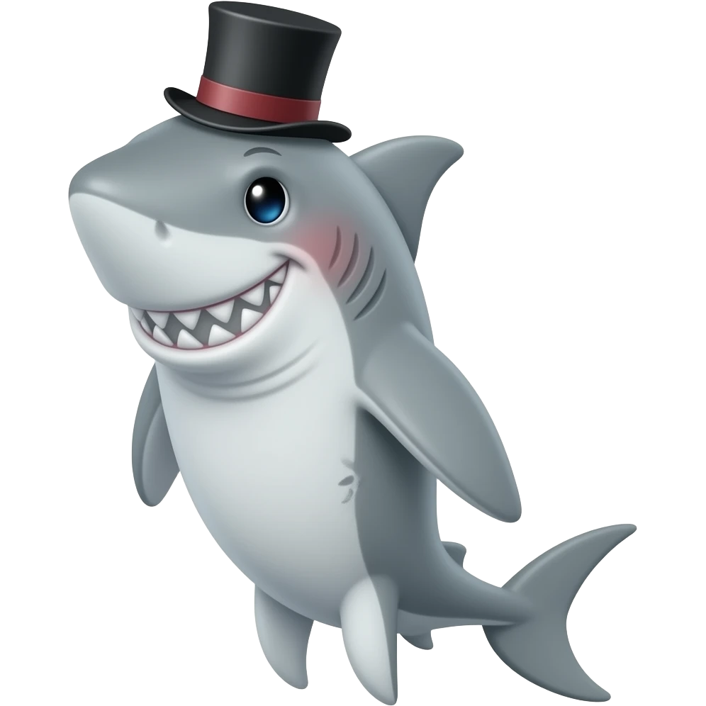 Shark with a top hat emoji