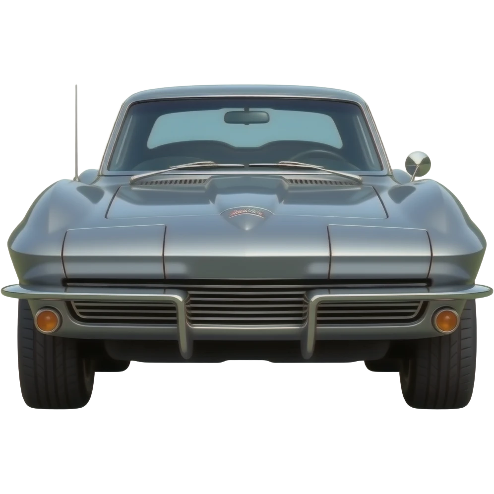 1966 metallic grey corvette stingray, hyper realistic, highly detailed emoji