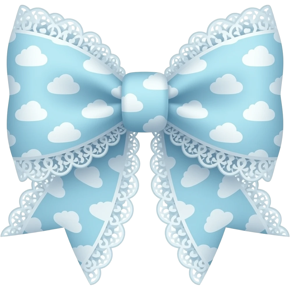 Cute cloudy pattern light blue bow lace coquette bow emoji