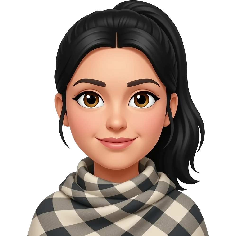 中分黑长马尾披肩 emoji