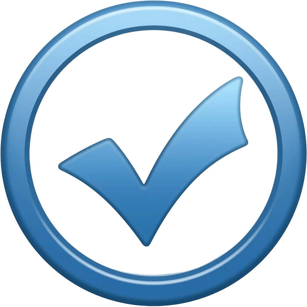 A blue tick with a circle around it emoji