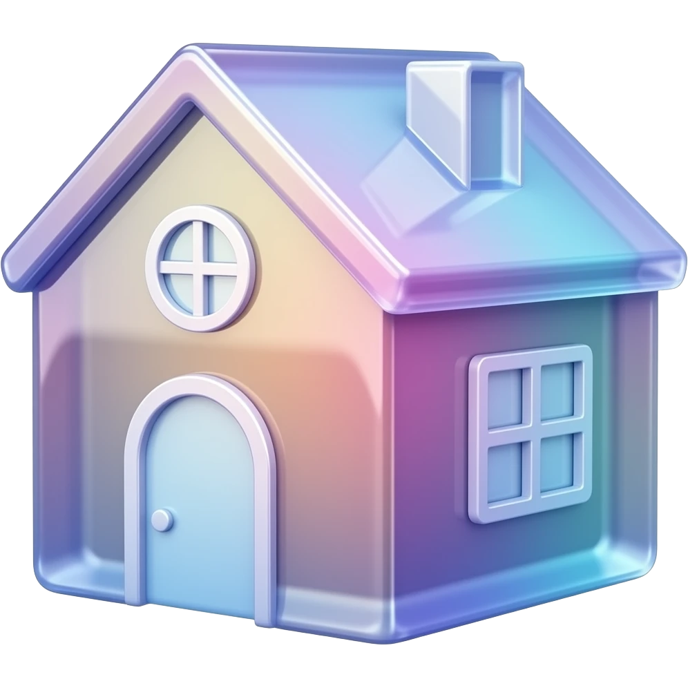 Create high-quality glossy emojis with a vibrant modern style.Make the emojis look premium, shiny, and eye-catching with bright highlights, smooth gradients, soft reflections, and glowing details. house emoji emoji