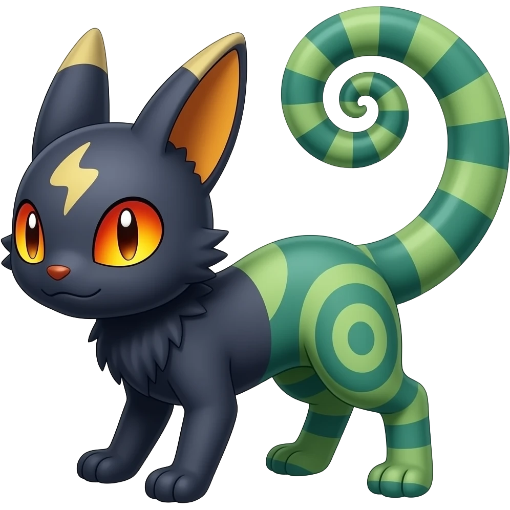 Furret-Umbreon-Litten-hybrid with a chameleon tail emoji