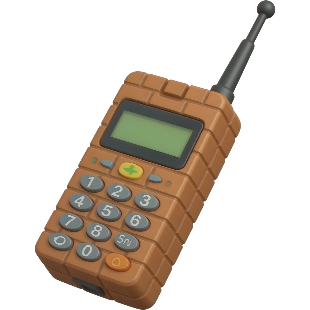 a 1980's chunky brick mobile phone with antenna emoji