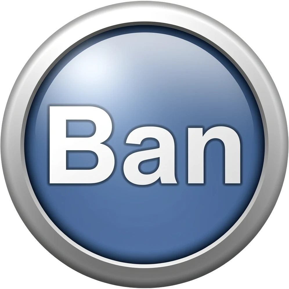 Кнопка с надписью "Ban" emoji