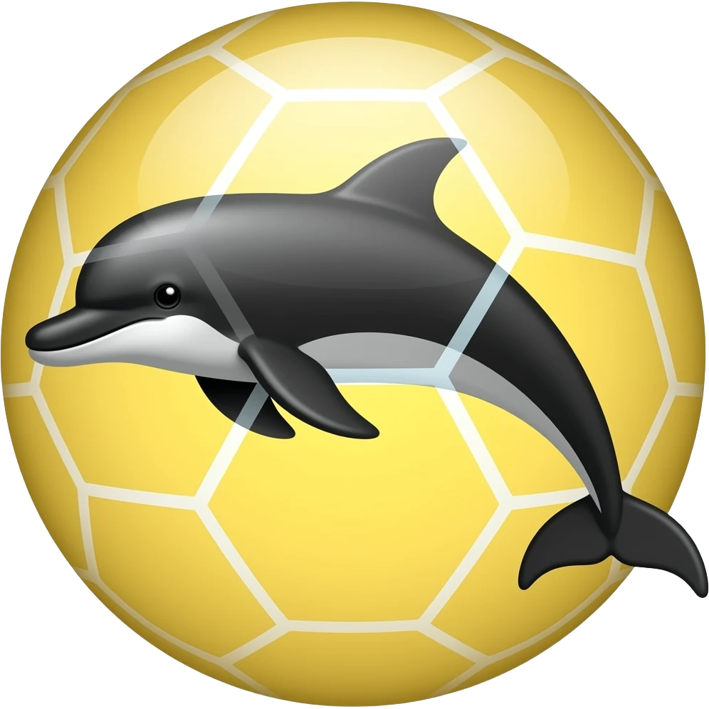 yelllow black dolphin circle wave soccerball emoji