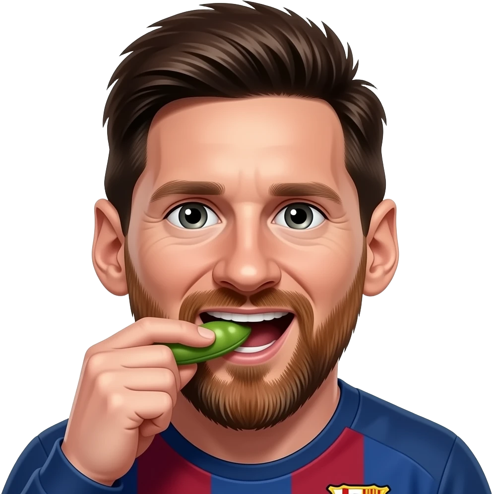 Evil red Messi eating peas emoji