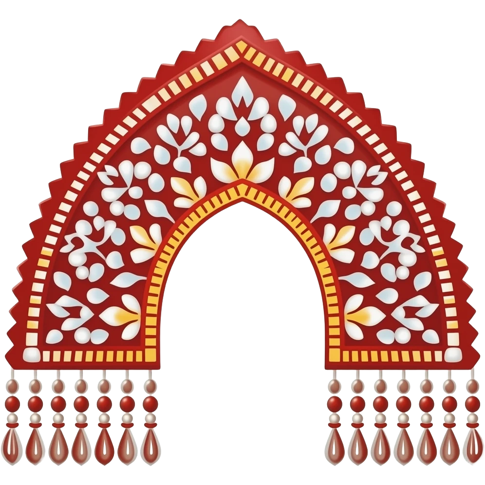 A red Russian women's kokoshnik in the shape of an arc with a folk ornament emoji