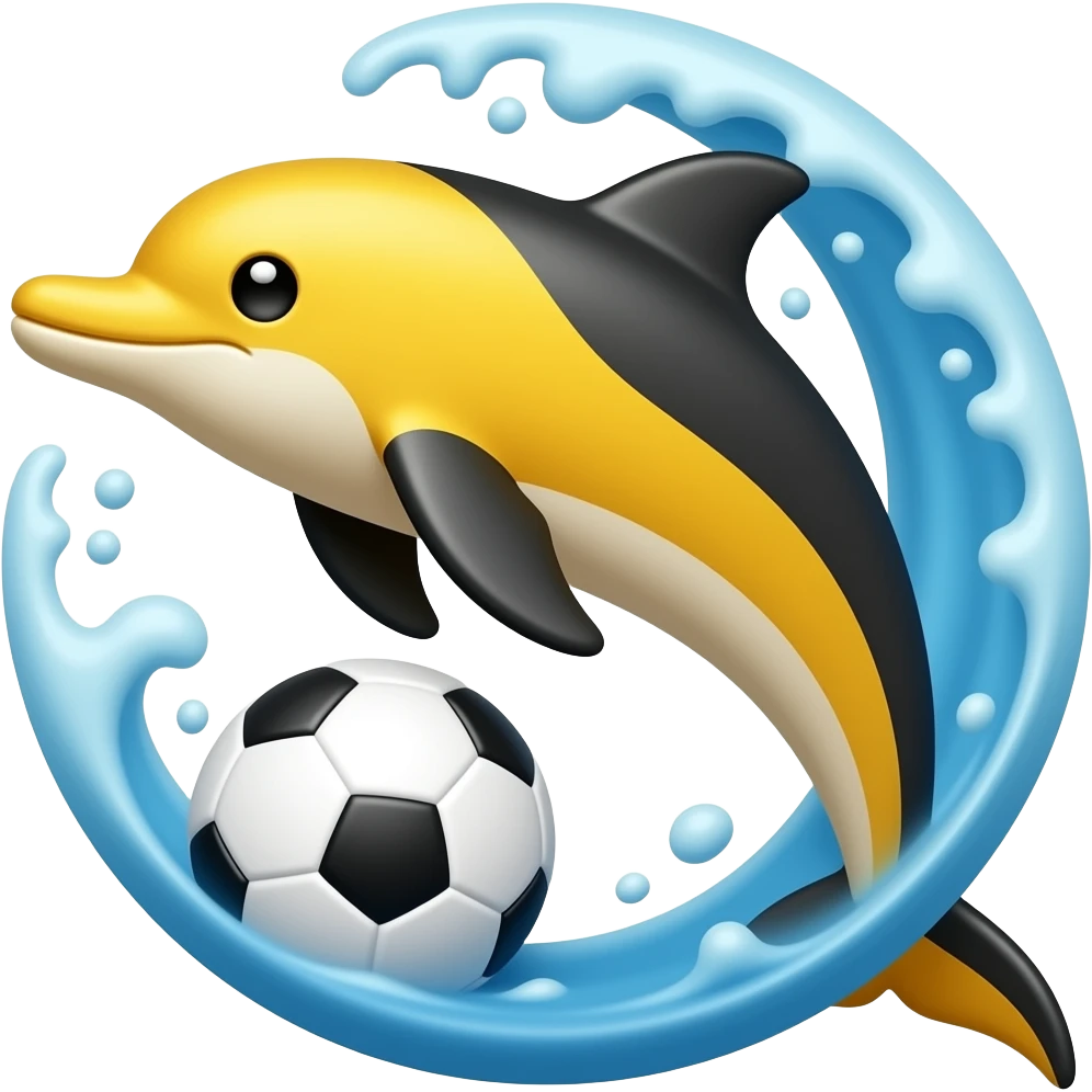 yelllow black dolphin circle wave soccerball emoji