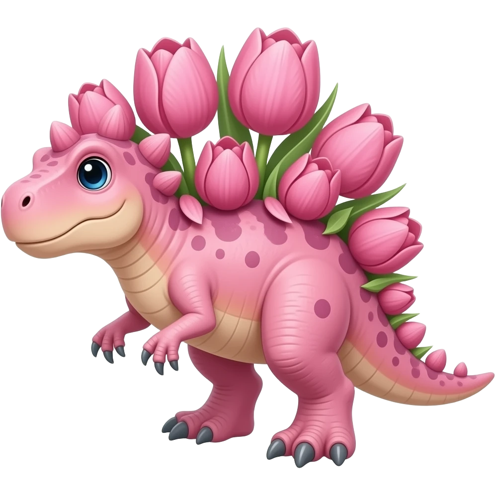 Pink dinosaur Mix with tulip emoji