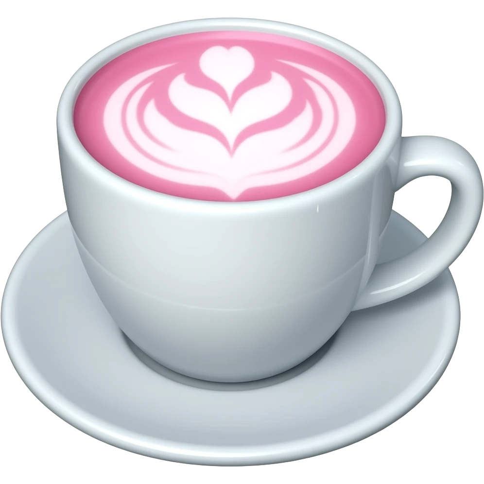 white coffee cup with pink coffee latte emoji