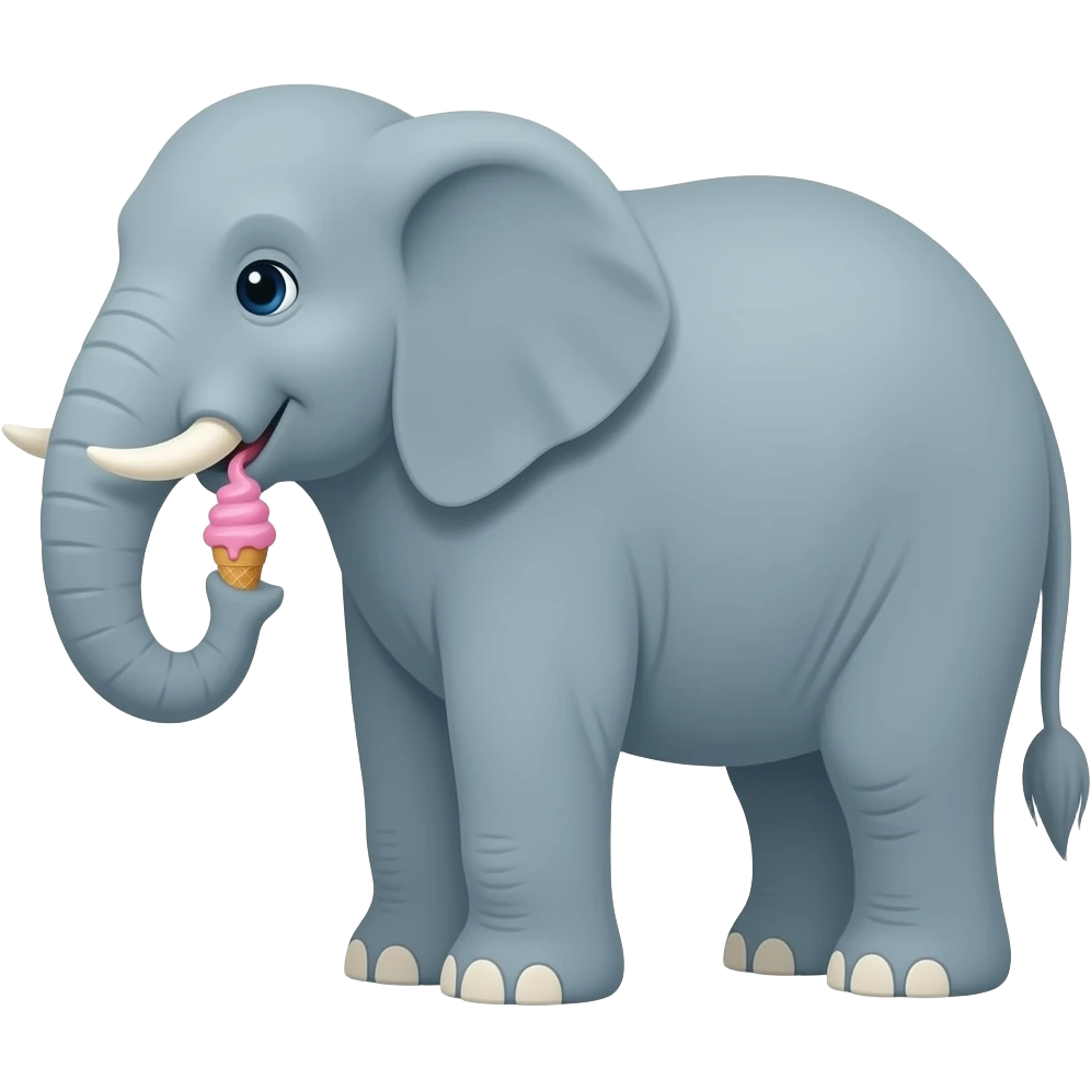 Elephant eats ice cream emoji