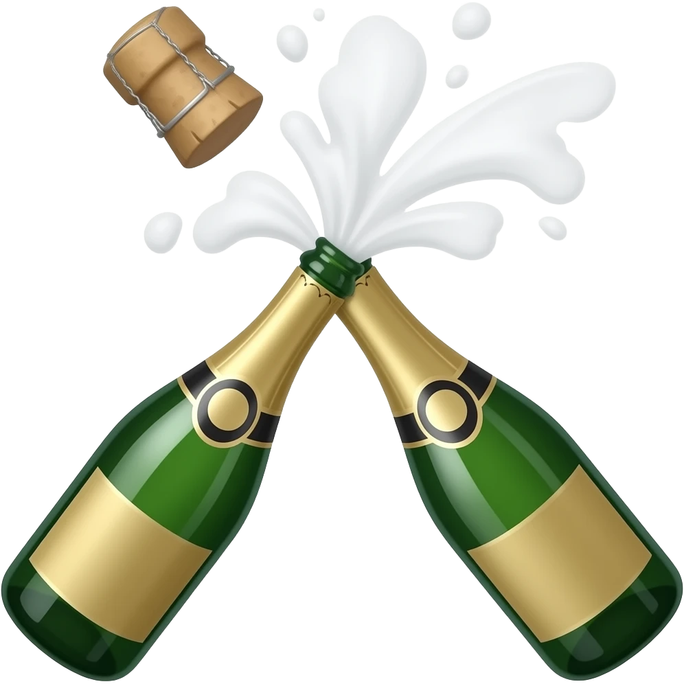 Bottle Champagne With Popping Cork White foam is pouring emoji