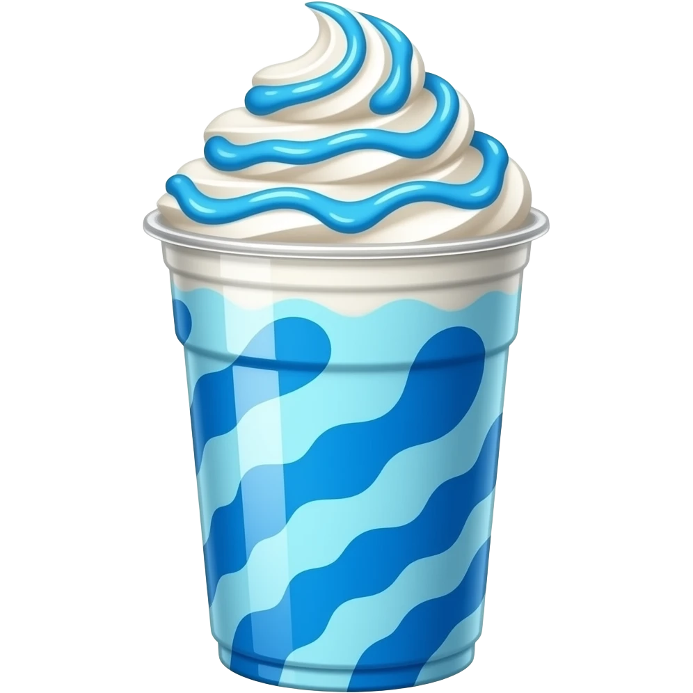 Ultra-realistic blue vanilla milkshake in a clear plastic cup with ...