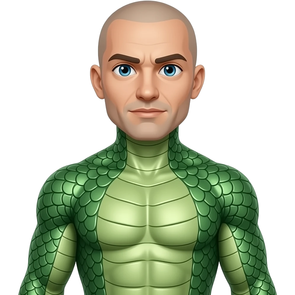 full body bald man with skin and body coated in green dragon scales emoji