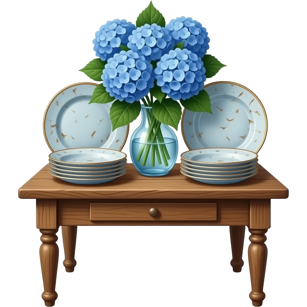 Blue flowers on old vintage dishes emoji