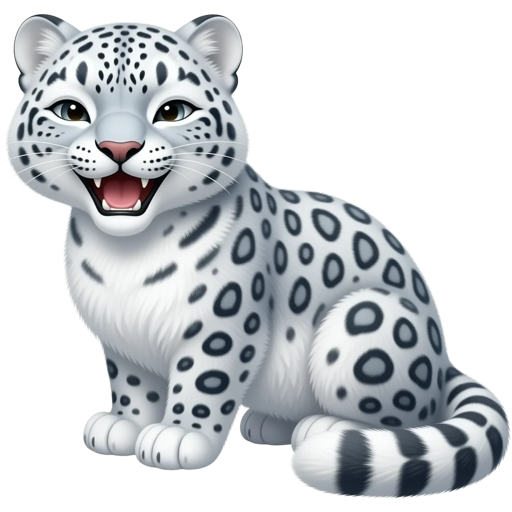 Fluffy Snow leopard laughing emoji