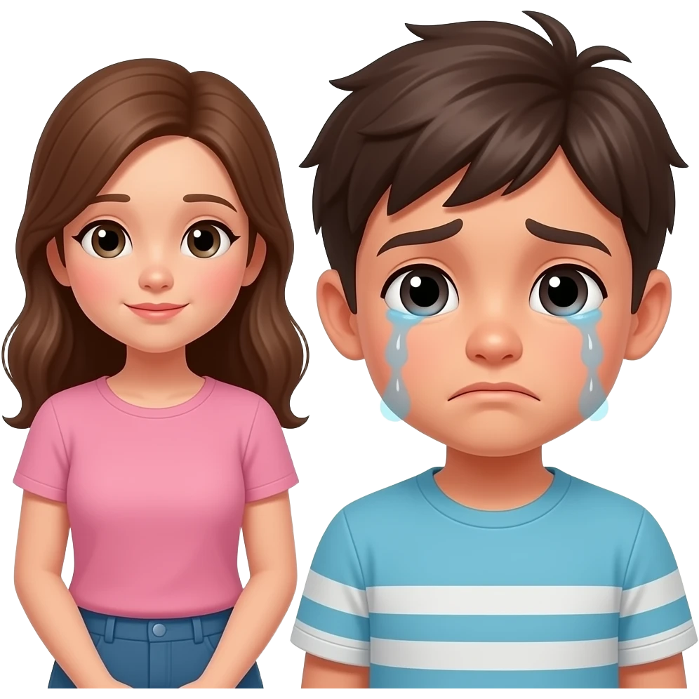 A boy crying infront of a girl emoji