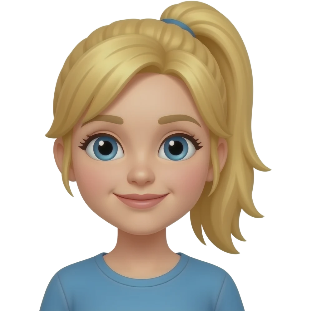 blonde girl with ponytail portrait front emoji