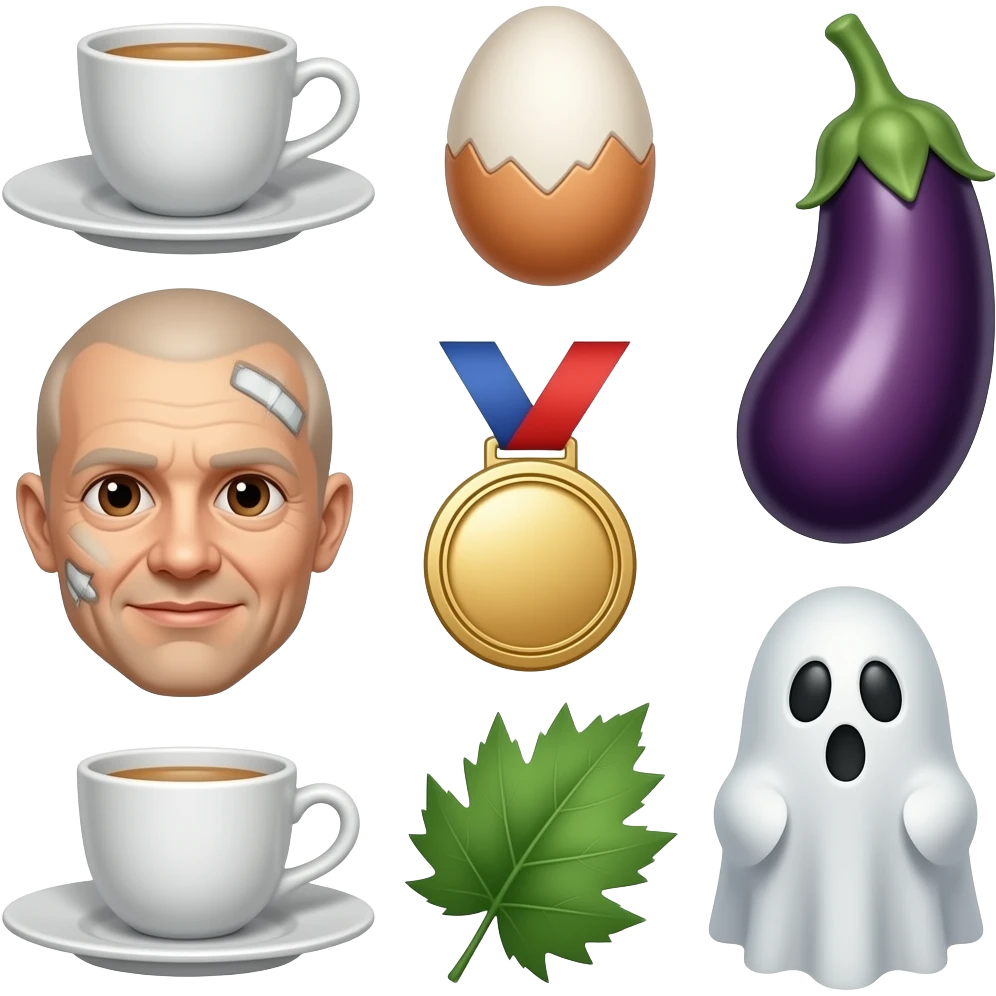 🫯+🥚+🍆+🥉+🤕+🫯+🪎+👻 emoji