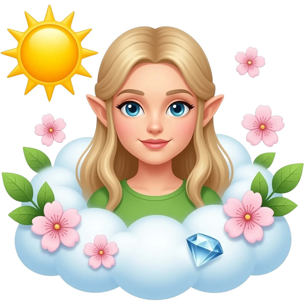 🧝🏻‍♀️☁️🌞🌸💎🌿 emoji
