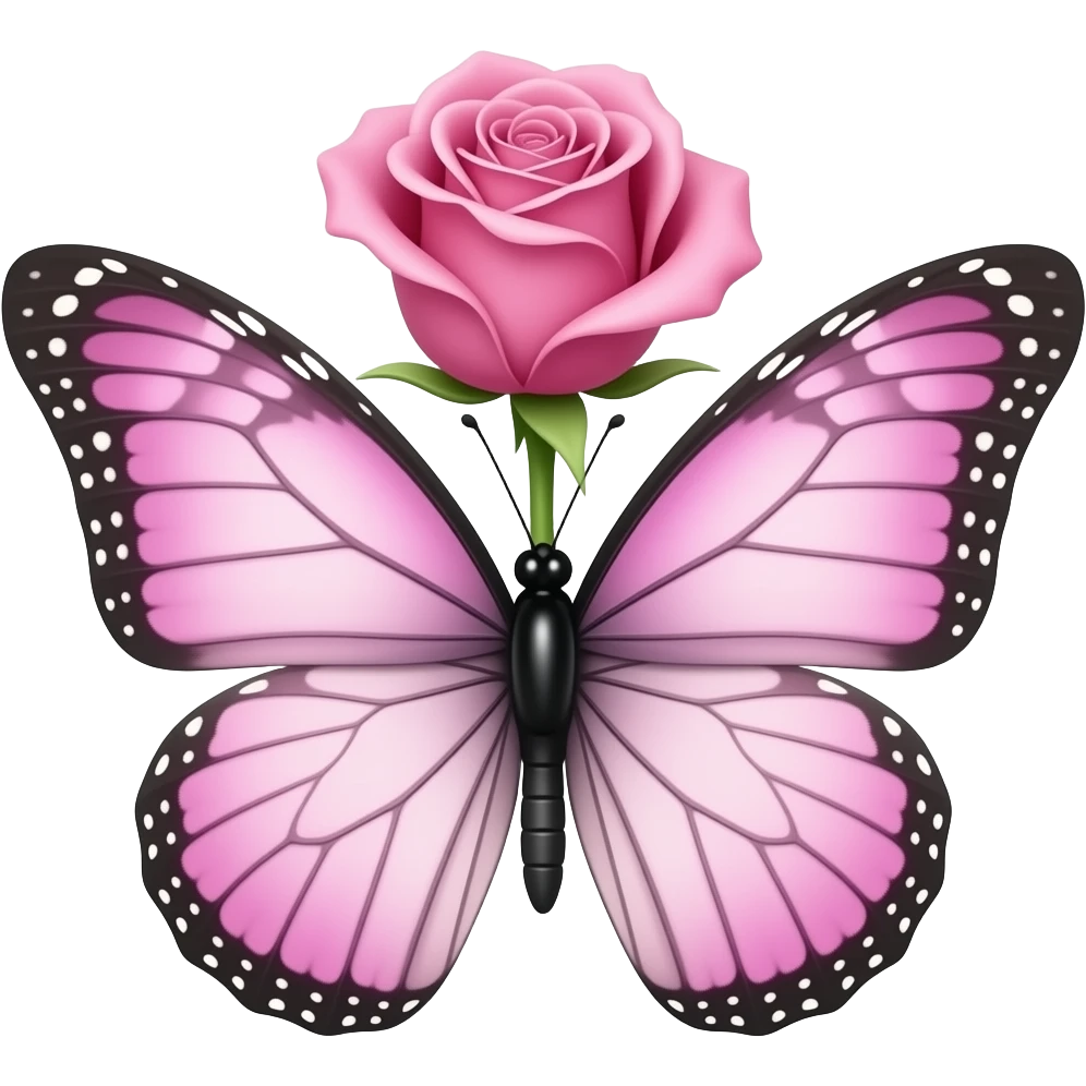 یه استیکر پروانه صورتی و با گل رز صورتی emoji