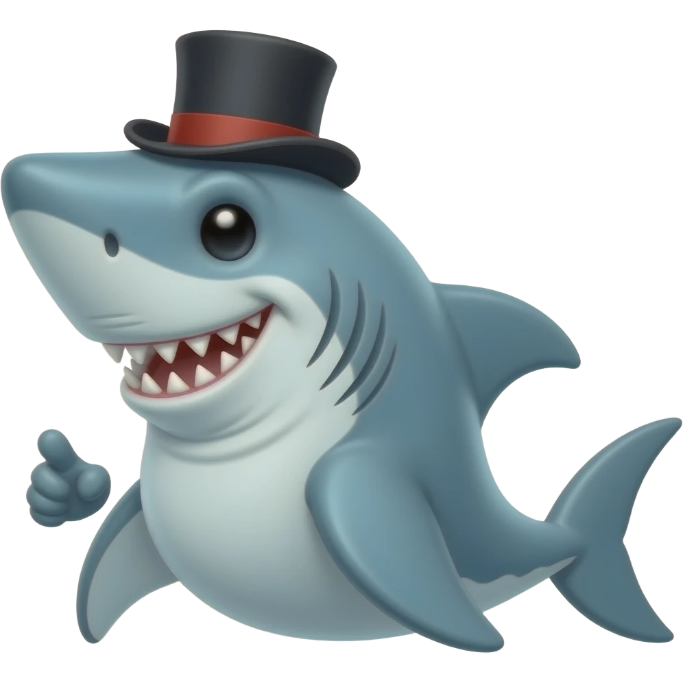 Shark with a top hat emoji
