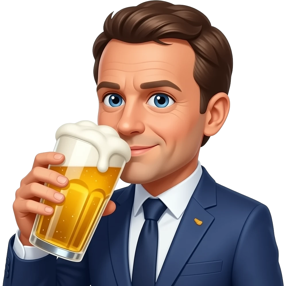 Macron buvant une bière emoji