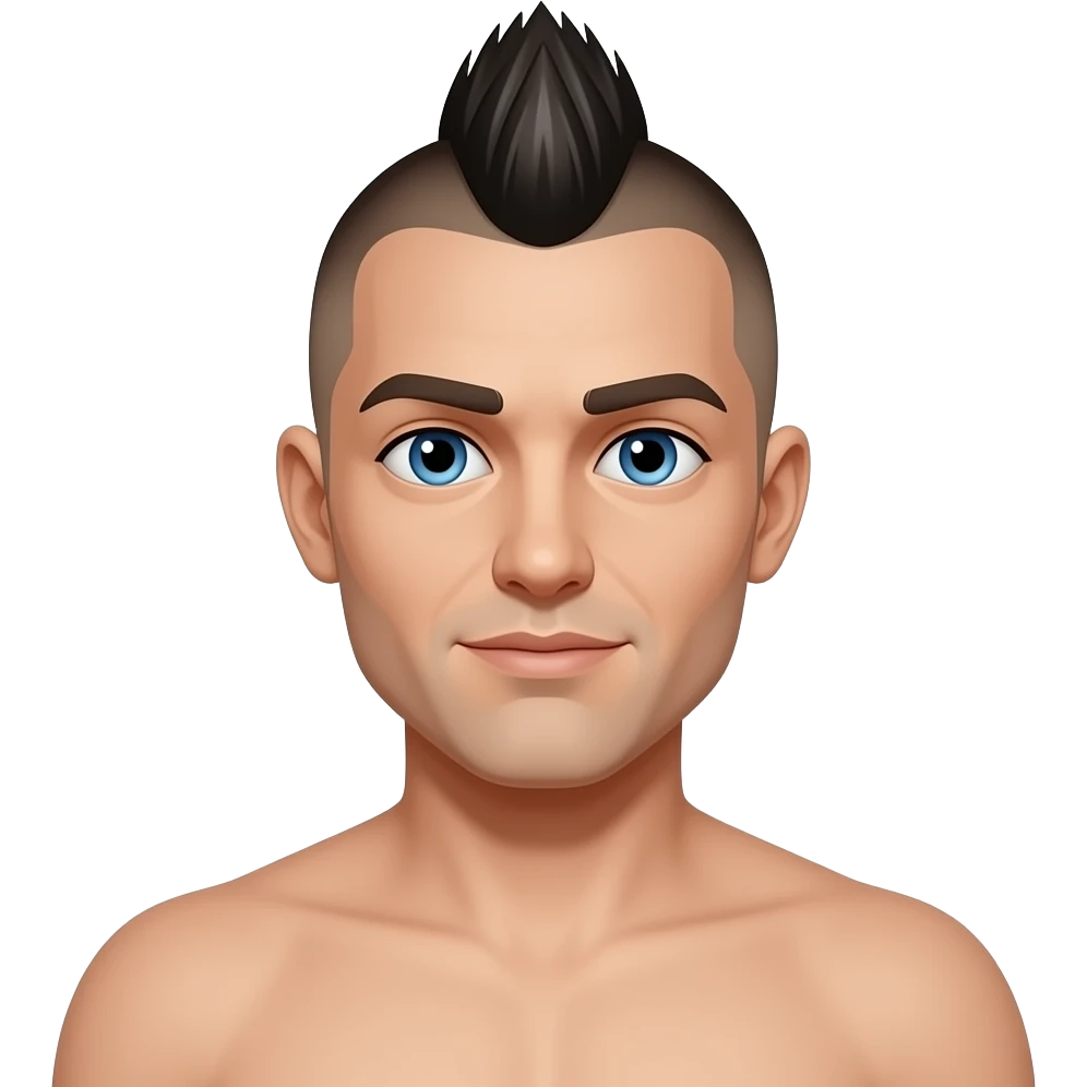 man skinhead mohawk and blue eyes and more broad shoulder emoji
