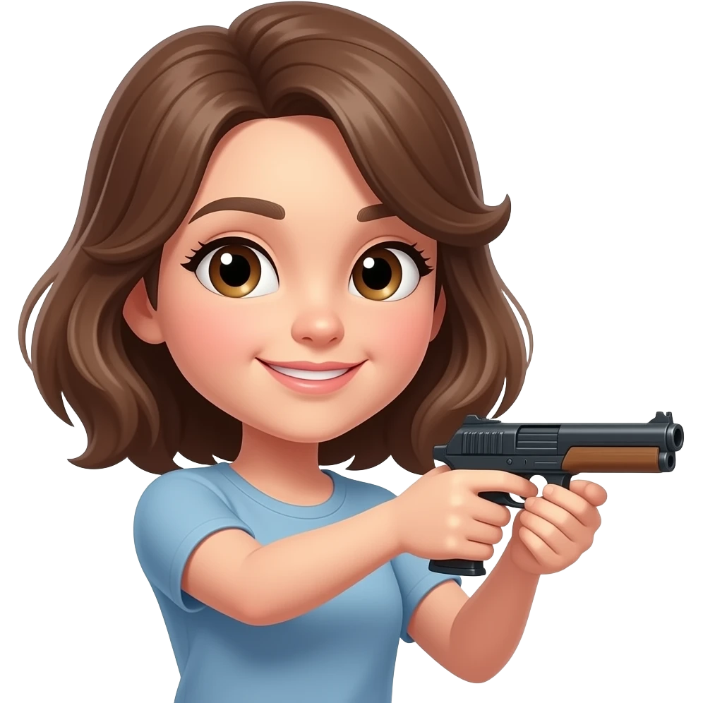 en jente som skyter emoji