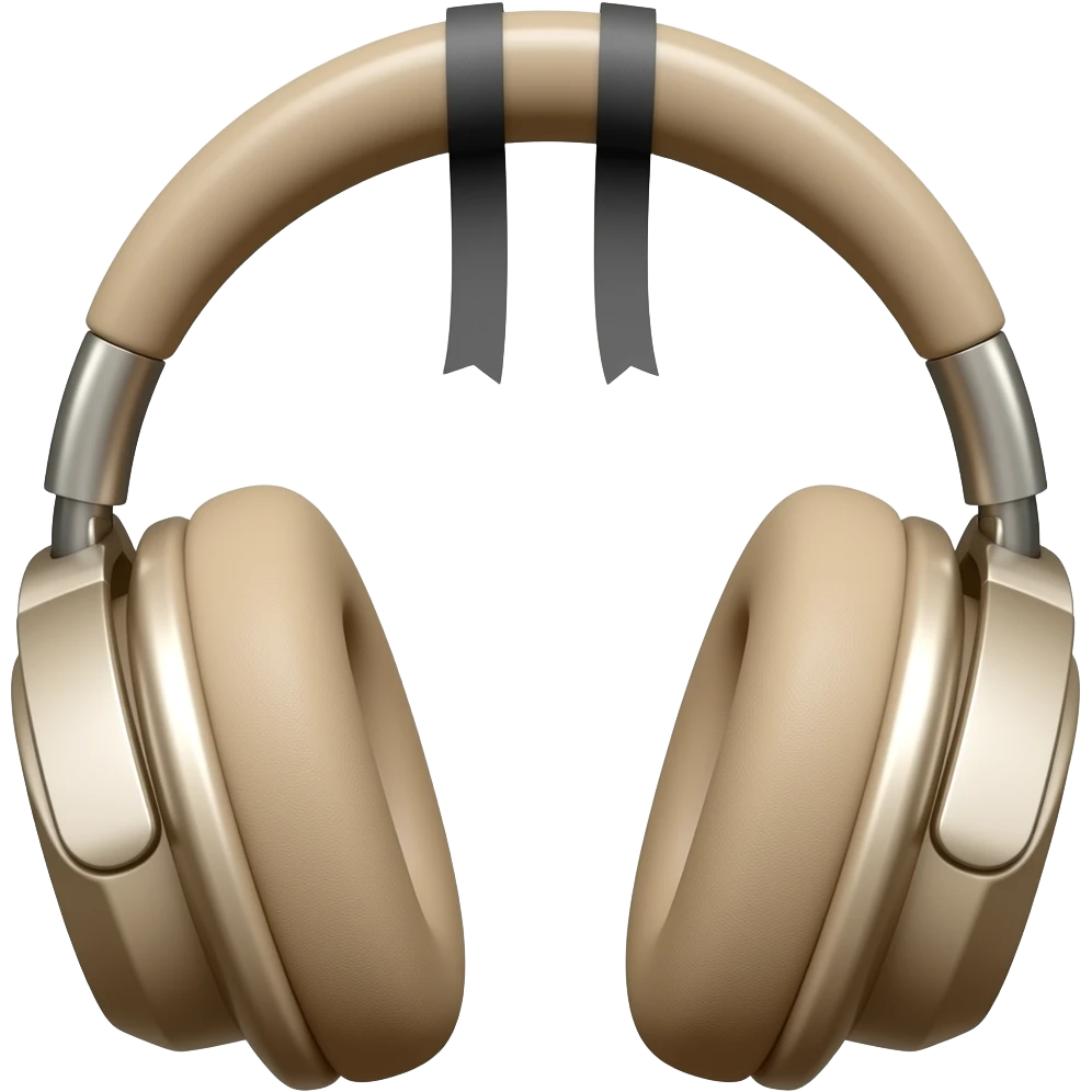 beige headphones with black ribbon, aesthetic emoj emoji